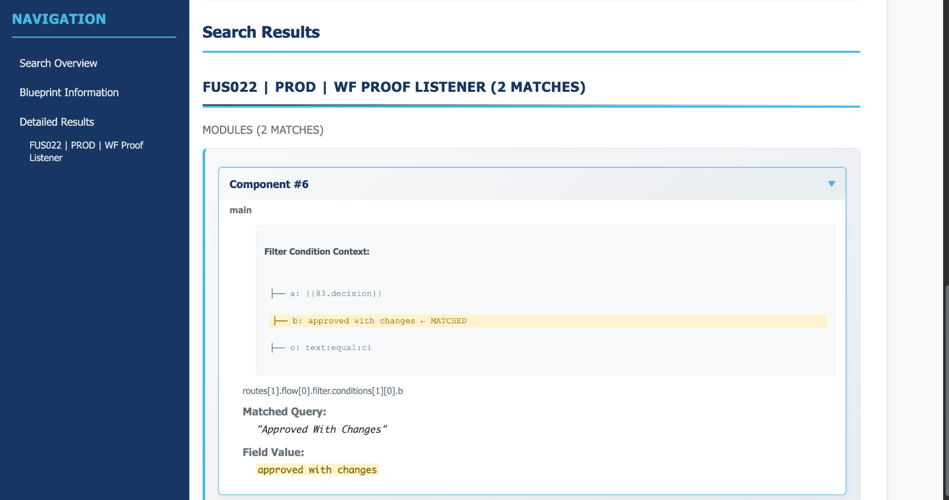 Cross-Blueprint Search — Match Detail
